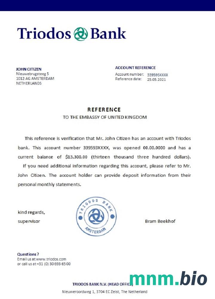 Przykład referencyjny Netherlands Triodos bank w formatach Word i PDF